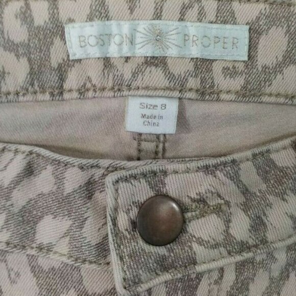 Boston Proper Pale Pink Gold Shimmer Animal Print Denim Jeans Womens 8 EUC - Picture 13 of 16